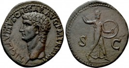 CLAUDIUS (41-54). As. Rome. 

Obv: TI CLAVDIVS CAESAR AVG P M TR P IMP P P. 
Bare head left.
Rev: S - C. 
Minerva advancing right, brandishing sp...