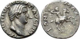 OTHO (69). Denarius. Rome. 

Obv: IMP OTHO CAESAR AVG TR P. 
Bare head right.
Rev: MONT MAX. 
Otho on horseback right, brandishing spear.

RIC²...