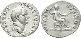 VESPASIAN (69-79). Denarius. Rome. 

Obv: IMP CAES VESP AVG CENS. 
Laureate head right.
Rev: PONTIF MAXIM. 
Vespasian seated right on curule chai...