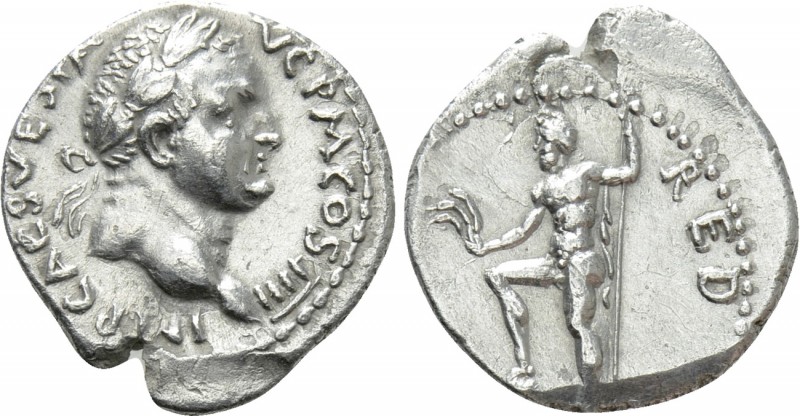 VESPASIAN (69-79). Denarius. Antioch. 

Obv: IMP CAES VESP AVG P M COS IIII. ...