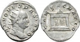 DIVUS VESPASIAN (Died 79). Antoninianus. Struck under Trajanus Decius. 

Obv: DIVO VESPASIANO. 
Radiate head right.
Rev: CONSECRATIO. 
Lighted al...