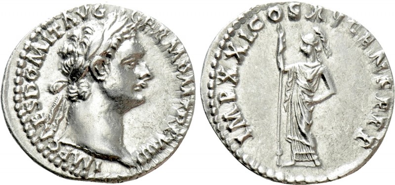 DOMITIAN (81-96). Denarius. Rome. 

Obv: IMP CAES DOMIT AVG GERM P M TR P VIII...