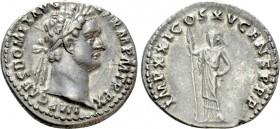 DOMITIAN (81-96). Denarius. Rome. 

Obv: IMP CAES DOMIT AVG GERM P M TR P X. 
Laureate head right.
Rev: IMP XXI COS XV CENS P P P. 
Minerva stand...