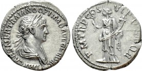 TRAJAN (98-117). Denarius. Rome. 

Obv: IMP CAES NER TRAIANO OPTIMO AVG GER DAC. 
Laureate and draped bust right.
Rev: P M TR P COS VI PP S P Q R....