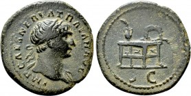 TRAJAN (98-117). Semis. Rome. 

Obv: IMP CAES NERVA TRAIAN AVG. 
Laureate bust right, with slight drapery.
Rev: S C. 
Gaming table, on which sits...