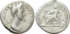 PLOTINA (Augusta, 105-123). Denarius. Rome. 

Obv: PLOTINA AVG IMP TRAIANI. 
Draped bust right.
Rev: CAES AVG GERMA DAC COS VI P P. 
Vesta seated...