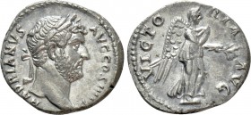HADRIAN (117-138). Denarius. Rome. 

Obv: HADRIANVS AVG COS III P P. 
Laureate head right.
Rev: VICTORIA AVG. 
Victory advancing right, drawing d...