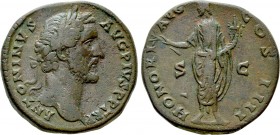ANTONINUS PIUS (138-161). Sestertius. Rome. 

Obv: ANTONINVS AVG PIVS P P TR P. 
Laureate head right.
Rev: HONORI AVG COS IIII / S - C. 
Antoninu...