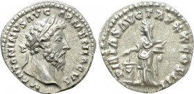 MARCUS AURELIUS (161-180). Denarius. Rome. 

Obv: M ANTONINVS AVG ARMENIACVS. 
Laureate head right.
Rev: PIETAS AVG TR P XX COS III. 
Pietas stan...