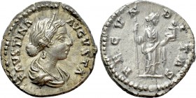 FAUSTINA II (Augusta, 147-175). Denarius. Rome. 

Obv: FAVSTINA AVGVSTA. 
Draped bust right.
Rev: FECVNDITAS. 
Fecunditas standing facing, head r...