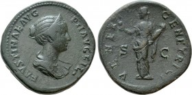 FAUSTINA II (Augusta, 147-175). Sestertius. Rome. 

Obv: FAVSTINAE AVG PII AVG FIL. 
Draped and diademed bust right.
Rev: VENERI GENETRICI / S - C...