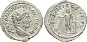 CARACALLA (198-217). Denarius. Rome. 

Obv: ANTONINVS PIVS AVG GERM. 
Laureate head right.
Rev: P M TR P XVIII COS IIII P P. 
Apollo standing lef...