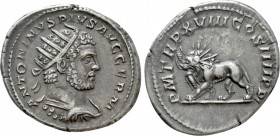 CARACALLA (198-217). Antoninianus. Rome. 

Obv: ANTONINVS PIVS AVG GERM. 
Radiate, draped and cuirassed bust right.
Rev: P M TR P XVIII COS IIII P...