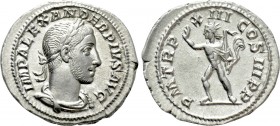 SEVERUS ALEXANDER (222-235). Denarius. Rome. 

Obv: IMP ALEXANDER PIVS AVG. 
Laureate and draped bust right.
Rev: P M TR P XIII COS III P P. 
Sol...