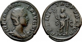 JULIA MAMAEA (Augusta, 222-235). Sestertius. Rome. 

Obv: IVLIA MAMAEA AVGVSTA. 
Draped bust right, wearing stephane.
Rev: FELICITAS PVBLICA / S -...