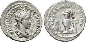 HERENNIUS ETRUSCUS (Caesar, 249-251). Antoninianus. Rome. 

Obv: Q HER ETR MES DECIVS NOB C. 
Radiate, draped and cuirassed bust right.
Rev: PIETA...