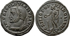 DIOCLETIAN (284-305). Follis. Lyon.

Obv: IMP DIOCLETIANVS AVG.
Laureate, draped and cuirassed bust right.
Rev: GENIO POPVLI ROMANI / * / P LG .
...