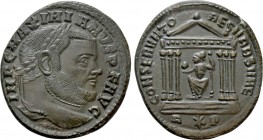 MAXIMIANUS HERCULIUS (286-305). Follis. Rome. 

Obv: IMP C MAXIMIANVS P F AVG. 
Laureate head right.
Rev: CONSERVATORES VRB SVAE / R * P. 
Roma s...