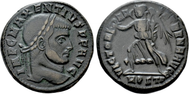 MAXENTIUS (309-312). Follis. Ostia. 

Obv: IMP C MAXENTIVS P F AVG. 
Laureate...