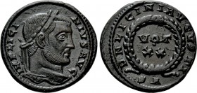 LICINIUS I (308-324). Follis. Rome. 

Obv: IMP LICINIVS AVG. 
Laureate head right.
Rev: D N LICINI AVGVSTI / RS. 
VOT / XX in two lines within wr...