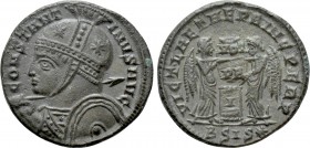 CONSTANTINE I THE GREAT (307/10-337). Follis. Siscia. 

Obv: CONSTANTINVS AVG. 
Helmeted and cuirassed bust left, holding spear and shield.
Rev: V...