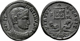 CONSTANTINE I THE GREAT (307/10-337). Follis. Siscia. 

Obv: CONSTANTINVS AVG . 
Helmeted and cuirassed bust right.
Rev: VIRTVS EXERCIT / SF/ HL /...