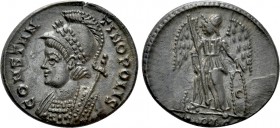 CONSTANTINE I 'THE GREAT' (307/10-337). Commemorative Series. Follis. Lugdunum. 

Obv: CONSTANTINOPOLIS. 
Helmeted and mantled bust of Constantinop...