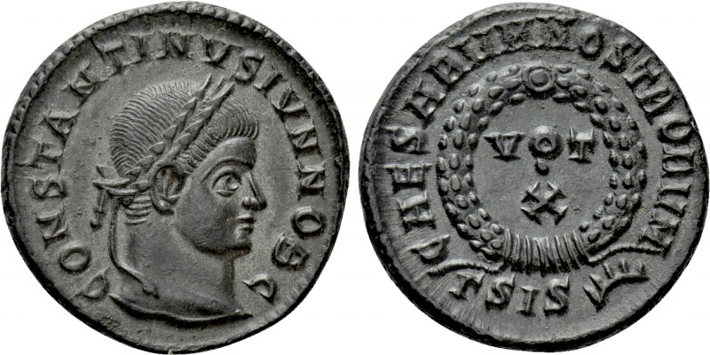 CONSTANTINE II (Caesar, 316-337). Follis. Siscia. 

Obv: CONSTANTINVS IVN NOB ...