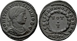 CONSTANTINE II (Caesar, 316-337). Follis. Siscia. 

Obv: CONSTANTINVS IVN NOB C. 
Laureate, draped and cuirassed bust right.
Rev: CAESARVM NOSTROR...