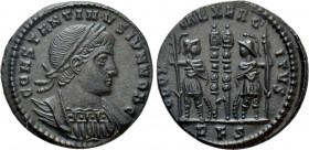 CONSTANTINE II (Caesar, 316-337). Follis. Rome. 

Obv: CONSTANTINVS IVN NOB C. 
Laureate and cuirassed bust right.
Rev: GLORIA EXERCITVS / RFS. 
...