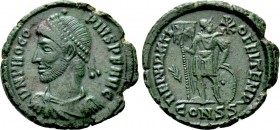 PROCOPIUS (365-366). Ae. Constantinople.

Obv: D N PROCOPIVS P F AVG.
Diademed, draped and cuirassed bust left.
Rev: REPARATIO FEL TEMP / CONSS.
...
