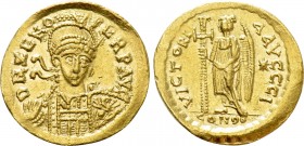 ZENO (Second reign, 476-491). GOLD Solidus. Constantinople.

Obv: D N ZENO PERP AVG.
Helmeted and cuirassed bust facing slightly right, holding spe...