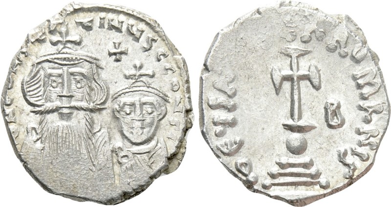 CONSTANS II with CONSTANTINE IV (641-668). Hexagram. Constantinople. 

Obv: δ ...