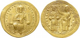 ROMANUS III ARGYRUS (1028-1034). GOLD Histamenon Nomisma. Constantinople. 

Obv: + IҺS XIS RЄX RЄGNANTIҺM. 
Christ Pantokrator seated facing on thr...