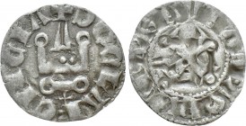 CRUSADERS. Principality of Achaea. Charles I & Charles II d'Anjou (1278-1289). BI Denier. Reverse brockage. Clarencia (Glarentza). 

Obv: Incuse and...