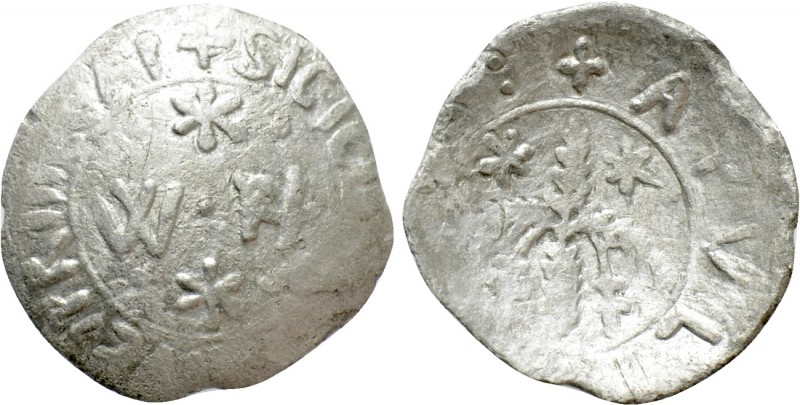 ITALY. Sicily. Guglielmo II (1166-1189). AR Apuliense. 

Obv: Two stars and mo...