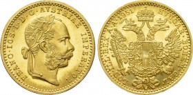 AUSTRIAN EMPIRE. Franz Joseph I (1848-1916). GOLD Ducat (1951). Wien (Vienna). Restrike issue. 

Obv: FRANC IOS I D G AVSTRIAE IMPERATOR. 
Laureate...