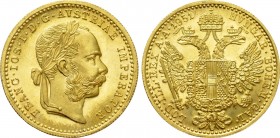 AUSTRIAN EMPIRE. Franz Joseph I (1848-1916). GOLD Ducat (1951). Wien (Vienna). Restrike issue. 

Obv: FRANC IOS I D G AVSTRIAE IMPERATOR. 
Laureate...