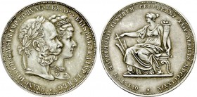 Austrian Empire. Franz Joseph I with Elisabeth (1848-1916). Doppelgulden (1879). Vienna. Commemorating the Royal Silver Wedding. 

Obv: FRANC IOS I ...