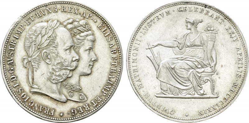 Austrian Empire. Franz Joseph I with Elisabeth (1848-1916). Doppelgulden (1879)....
