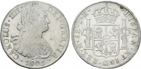 MEXICO. Charles IV (1788-1808). 8 Reales (1805-Mo TH). Mexico City. 

Obv: CAROLUS IIII DEI GRATIA / 1805. 
Laureate, draped and cuirassed bust rig...
