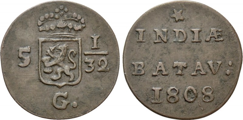 NETHERLANDS. Batavian Republic (1799-1806). 1/2 Duit (1808). 

Obv: Coat of ar...