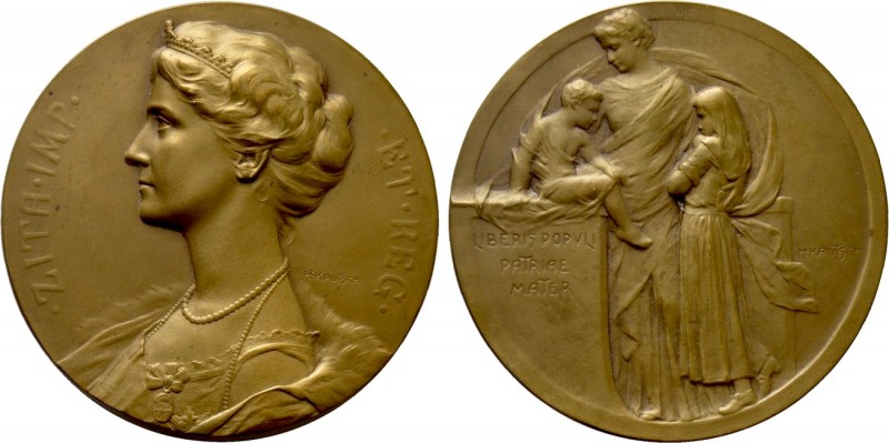 ÖSTERREICH. I. Weltkrieg (1914-1918). Auf Kaiserin Zita. Bronzemedaille (o. J.) ...