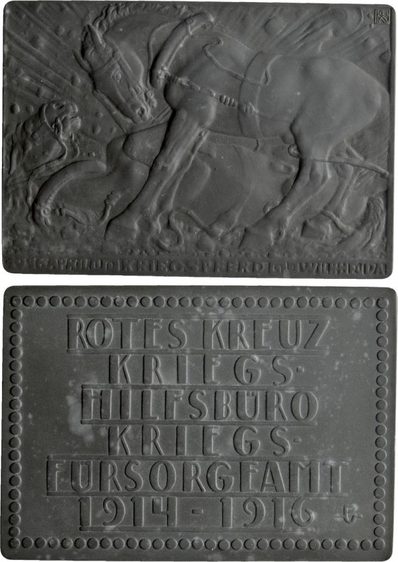 ÖSTERREICH. I. Weltkrieg (1914-1918). "Kriegspferd". Zinkmedaille (1916) von W. ...