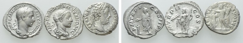 3 Roman Denarii. 

Obv: .
Rev: .

. 

Condition: See picture.

Weight: ...