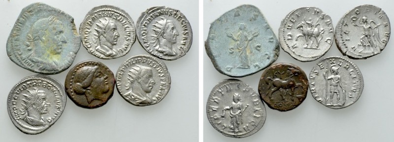 6 Ancient Coins. 

Obv: .
Rev: .

. 

Condition: See picture.

Weight: ...