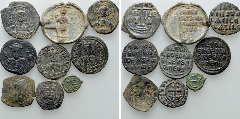 9 Byzantine and Medieval Coins and Seals. 

Obv: .
Rev: .

. 

Condition:...