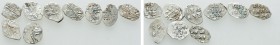 9 Imitative Denga Pieces of Peter the Great. 

Obv: .
Rev: .

. 

Condition: See picture.

Weight: g.
 Diameter: mm.