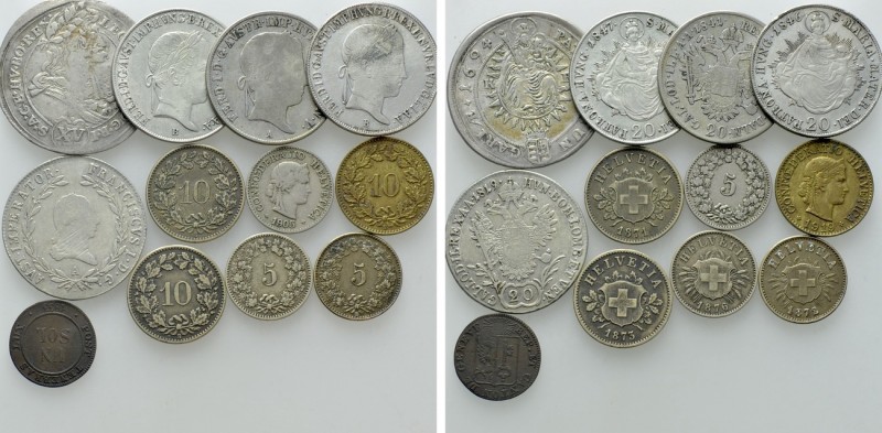 12 Coins of Austria and Switzerland. 

Obv: .
Rev: .

. 

Condition: See ...