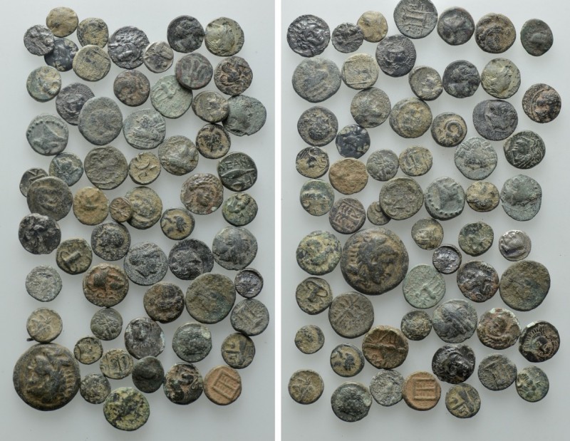 Circa 60 Greek Coins. 

Obv: .
Rev: .

. 

Condition: See picture.

Wei...